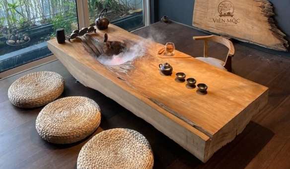 bàn trà gỗ lũa nguyên khối