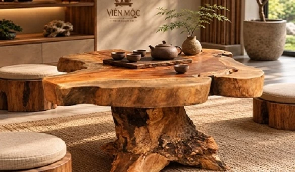 Bàn trà đạo mặt tròn