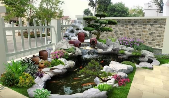 Thi công tiểu cảnh sân vườn biệt thự 