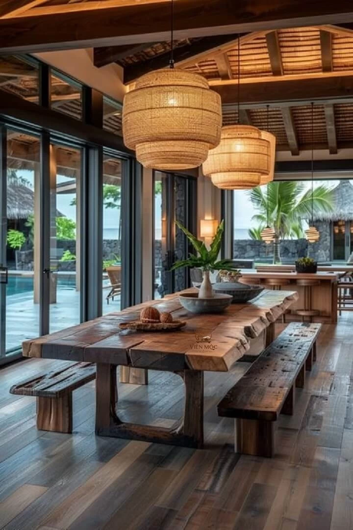 bàn ăn gỗ lũa tự nhiên
