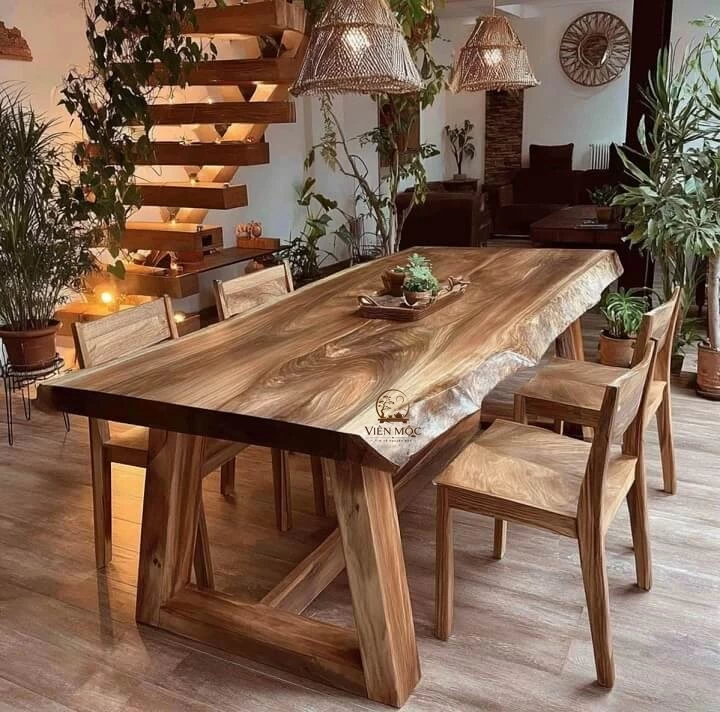 bàn ăn gỗ lũa tự nhiên