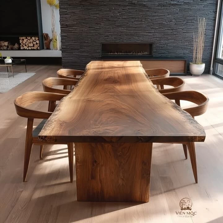 bàn ăn gỗ lũa 6 người ngồi 