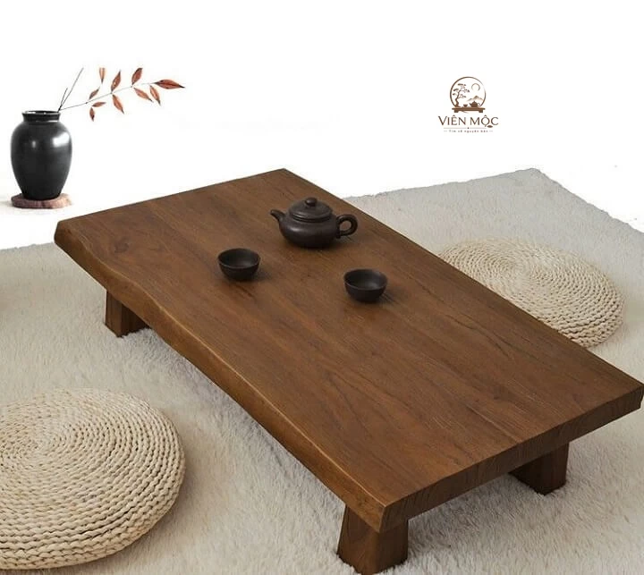 Bàn trà đạo gỗ lũa hình chữ nhật 