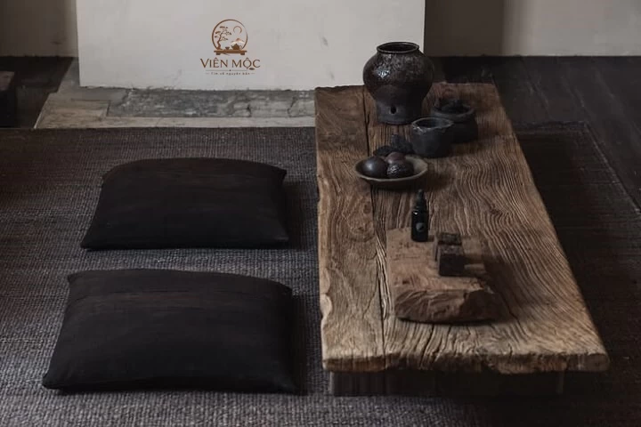 Bàn trà đạo gỗ lũa hình chữ nhật 