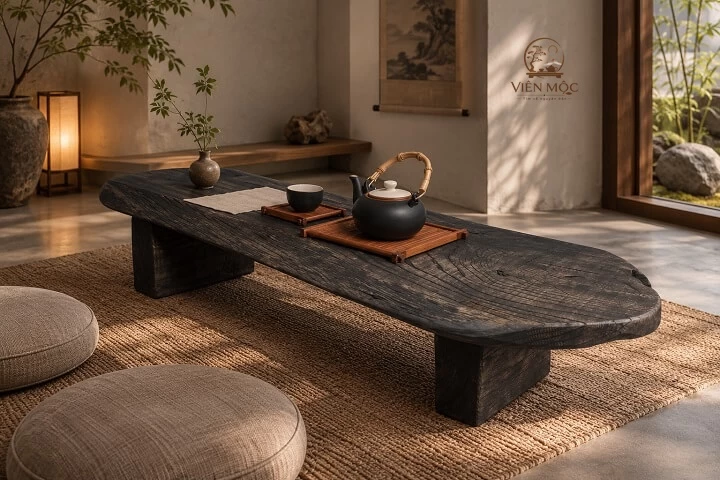 bàn trà đạo hình oval