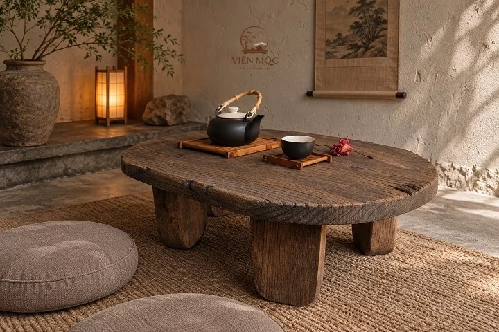 bàn trà đạo hình oval