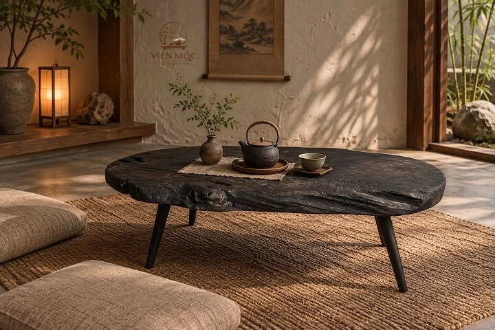 bàn trà đạo hình oval