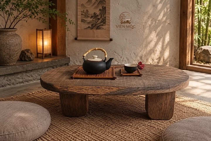 bàn trà đạo hình oval