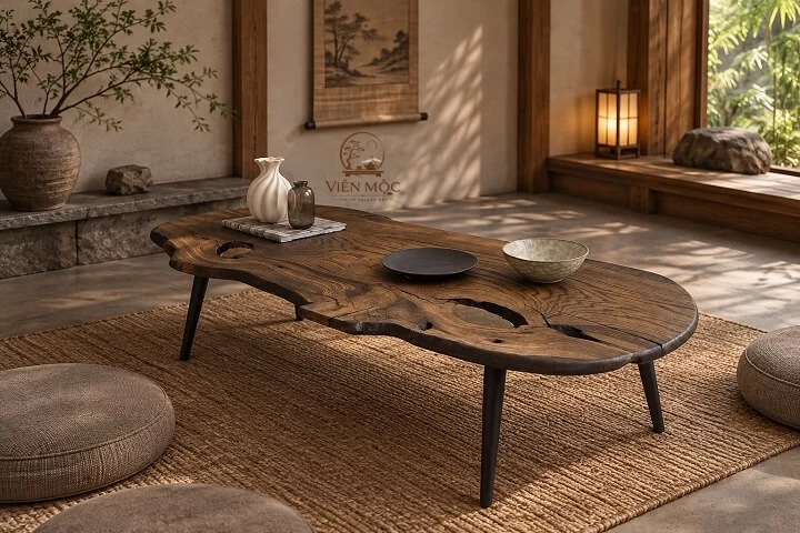 bàn trà đạo hình oval