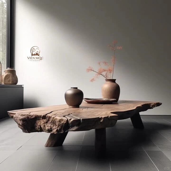 bàn trà gỗ lũa nguyên khối