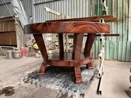 bàn trà đạo gỗ tự nhiên dạng tròn