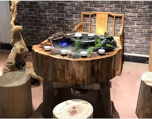 bàn trà đạo gỗ tự nhiên dạng tròn