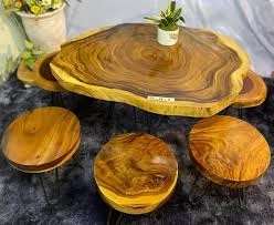 bàn trà đạo gỗ tự nhiên dạng tròn