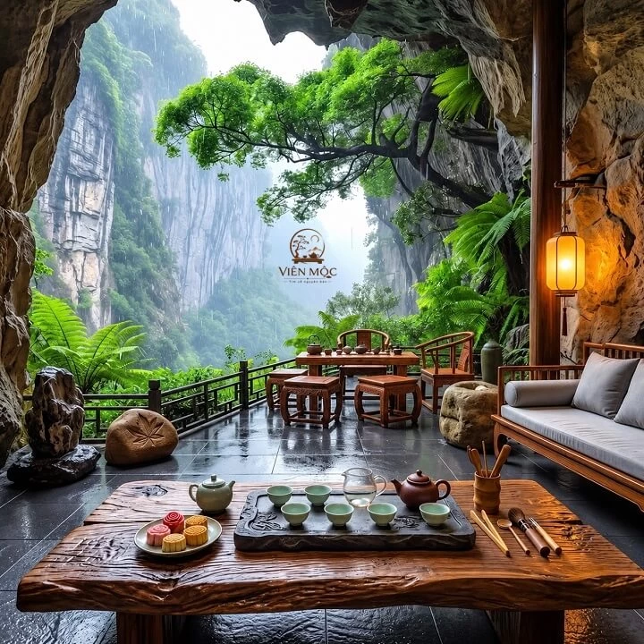 bàn trà đạo phong cách Wabi Sabi