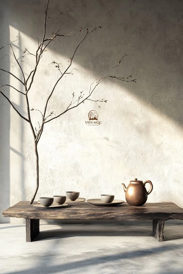 bàn trà đạo phong cách Wabi Sabi