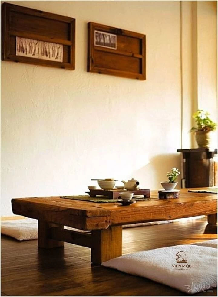 bàn trà đạo phong cách Wabi Sabi