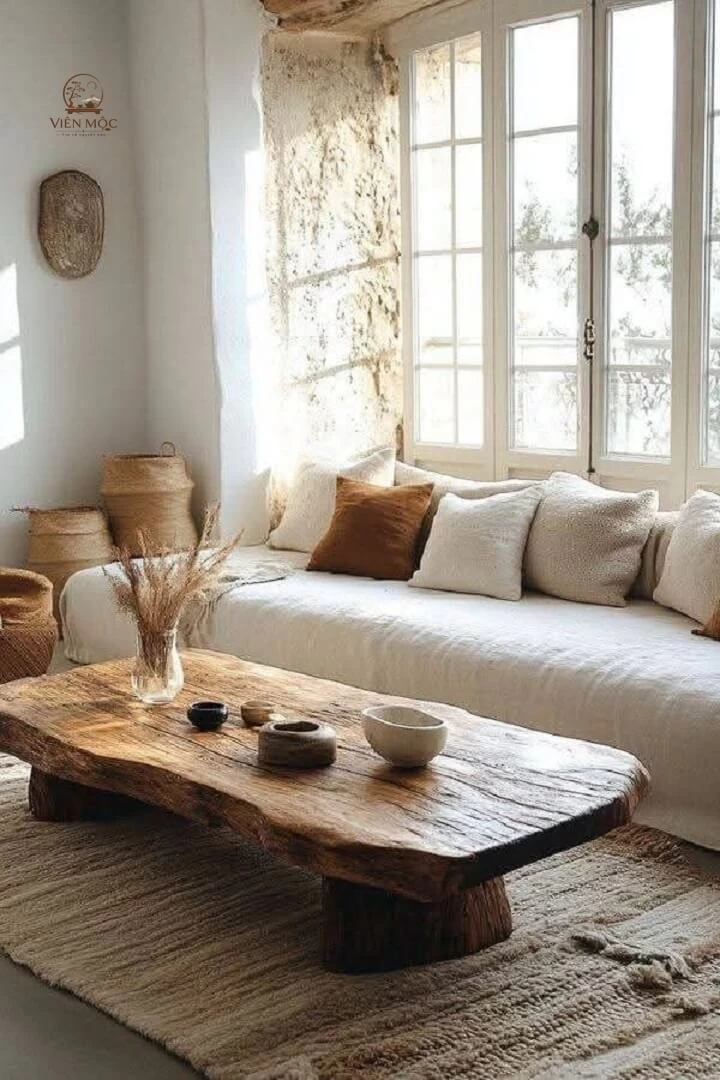 bàn trà đạo gỗ lũa tự nhiên 