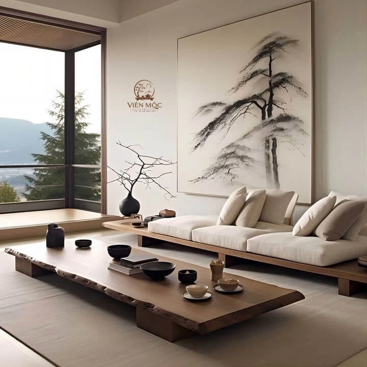bàn trà đạo gỗ lũa tự nhiên 