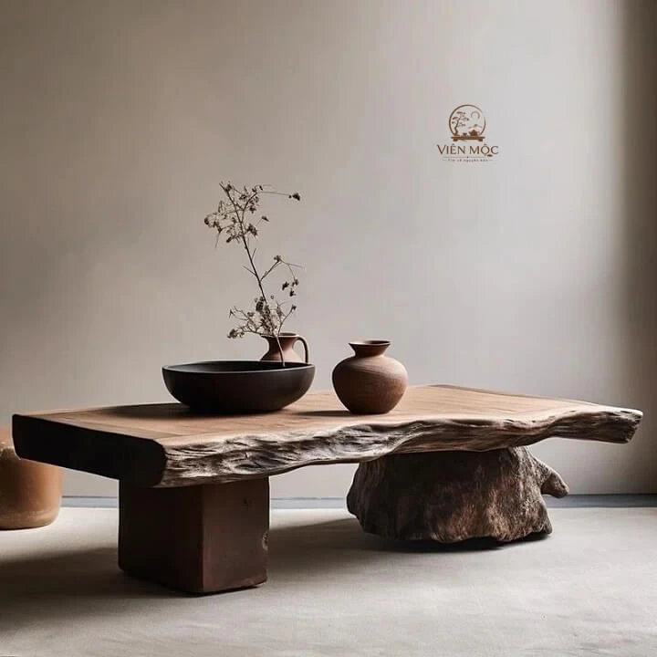 bàn trà đạo gỗ lũa tự nhiên 