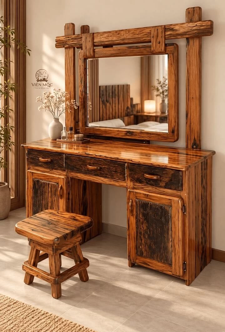 Bàn trang điểm gỗ lũa nghệ thuật