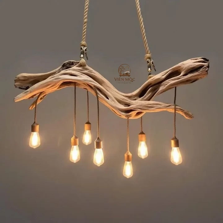 đèn decor gỗ lũa