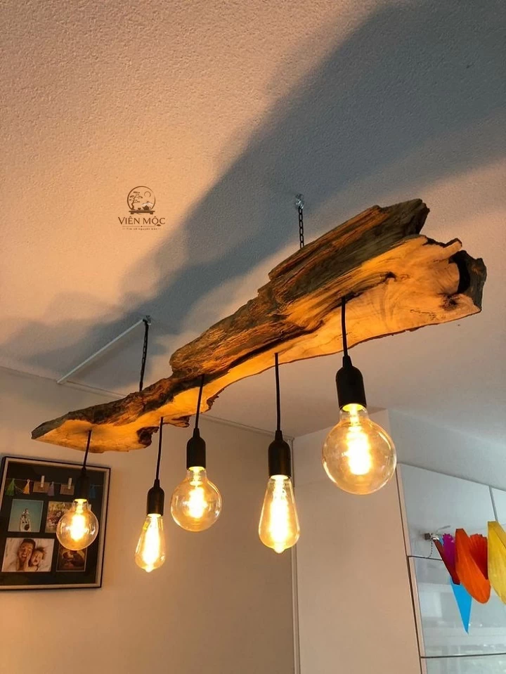 đèn decor gỗ lũa