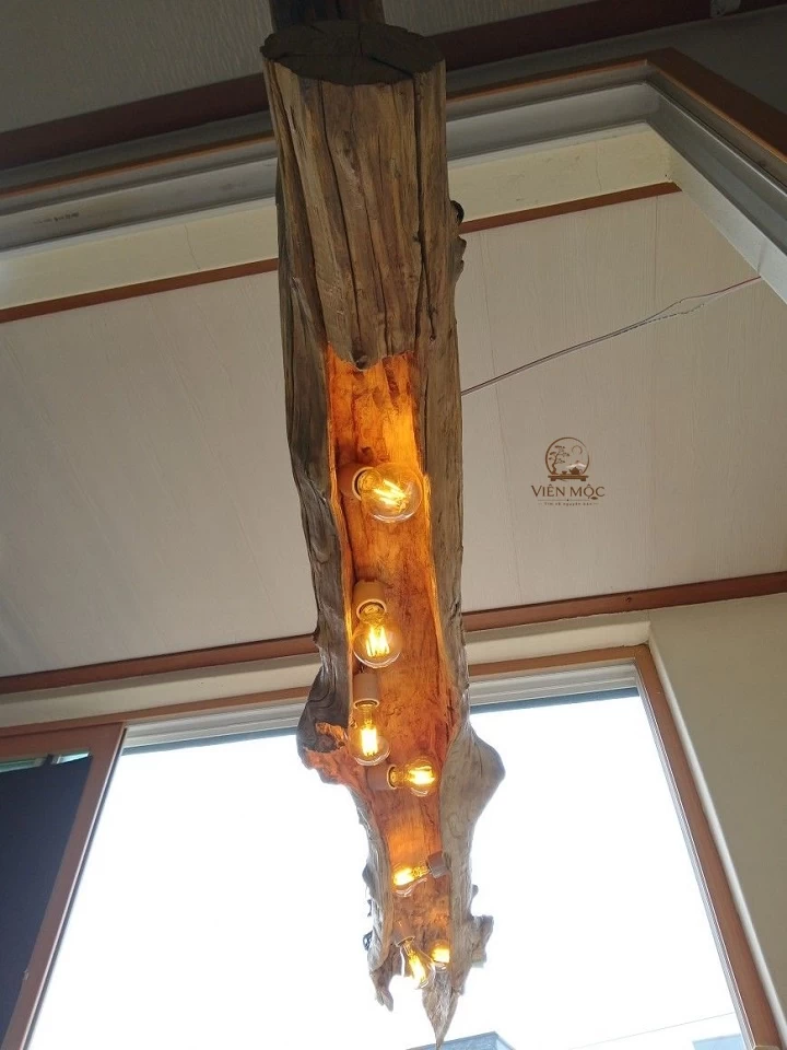 đèn decor gỗ lũa