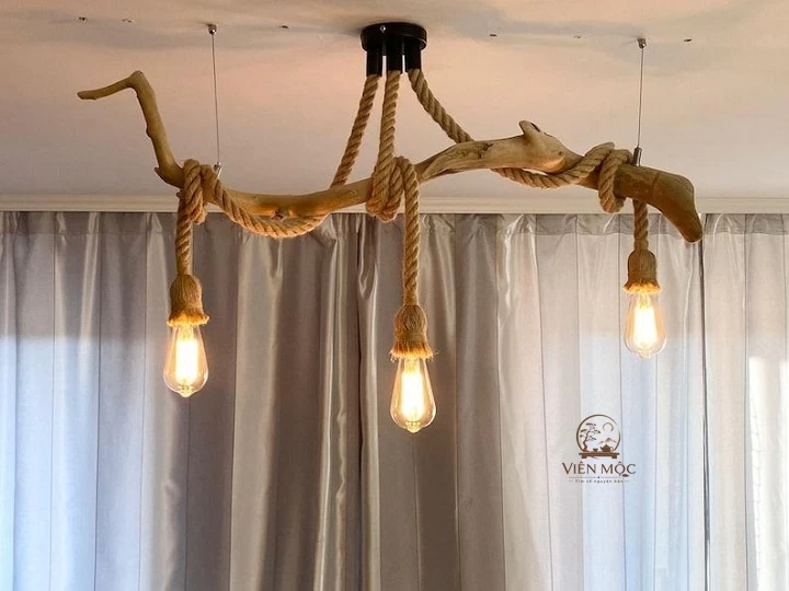 đèn decor gỗ lũa