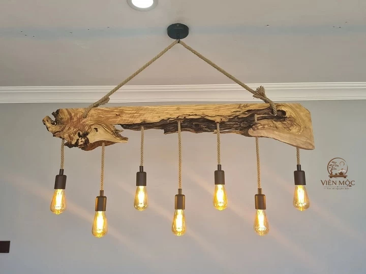 đèn decor gỗ lũa