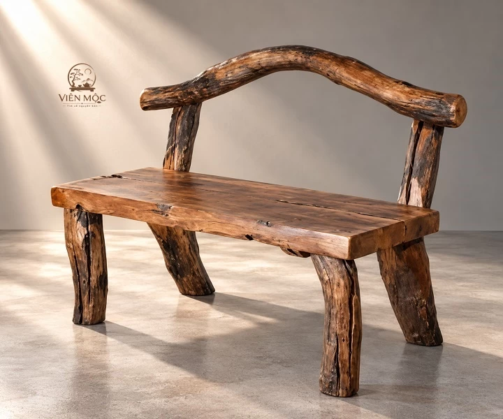 Ghế dài gỗ lũa