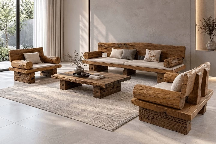 Ghế sofa gỗ lũa tự nhiên