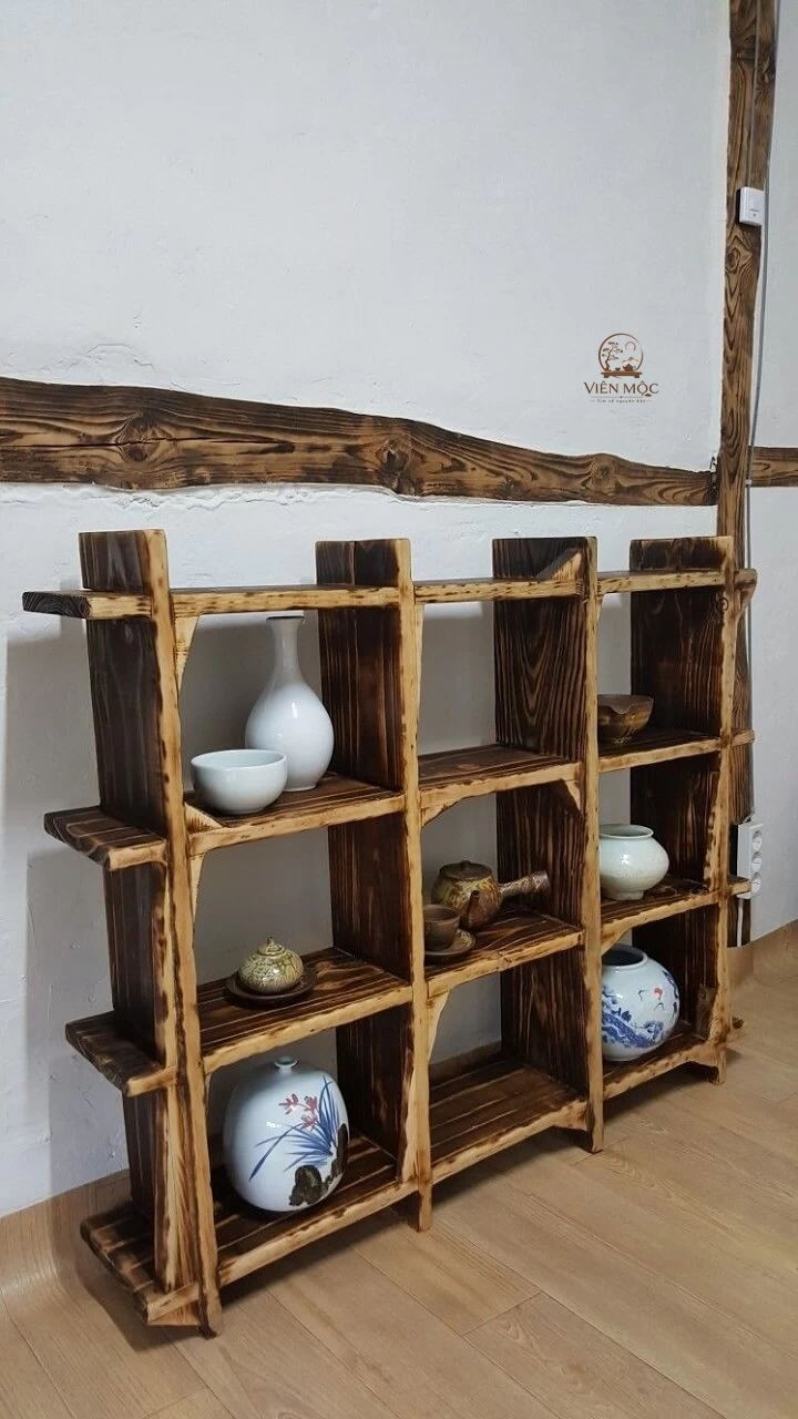 Kệ đa tầng gỗ lũa
