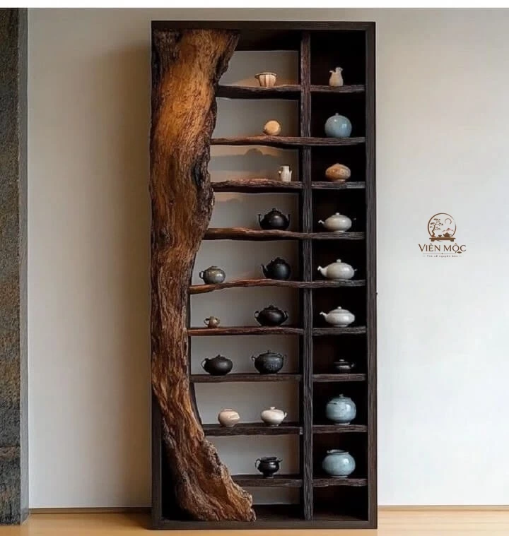 Kệ đa tầng gỗ lũa