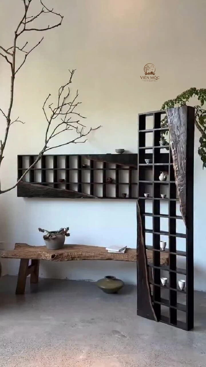 Kệ đa tầng gỗ lũa