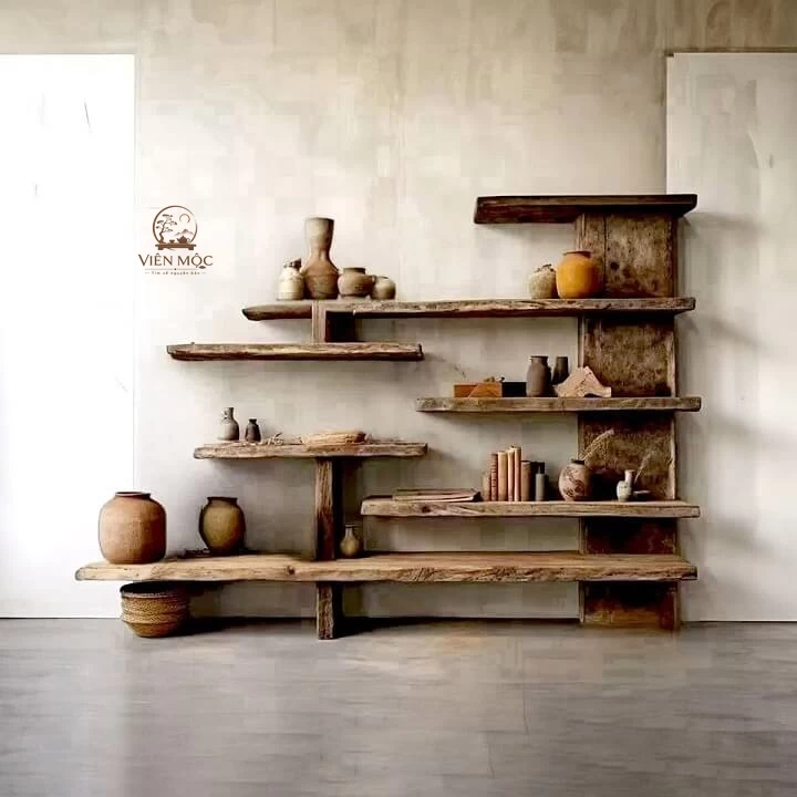 Kệ đa tầng gỗ lũa