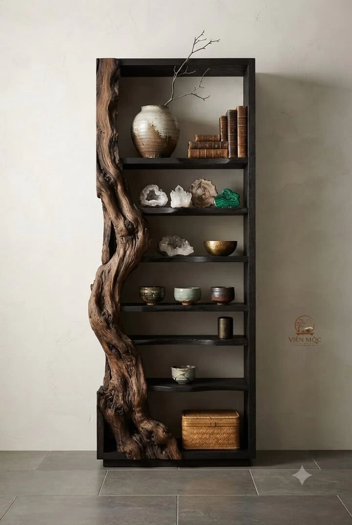 Kệ đa tầng gỗ lũa