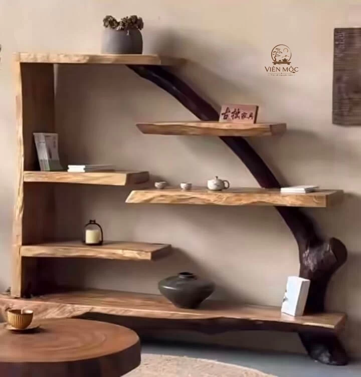 Kệ đa tầng gỗ lũa