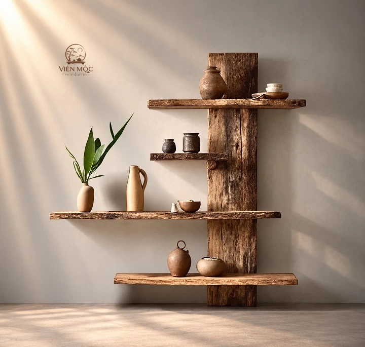 Kệ đa tầng gỗ lũa