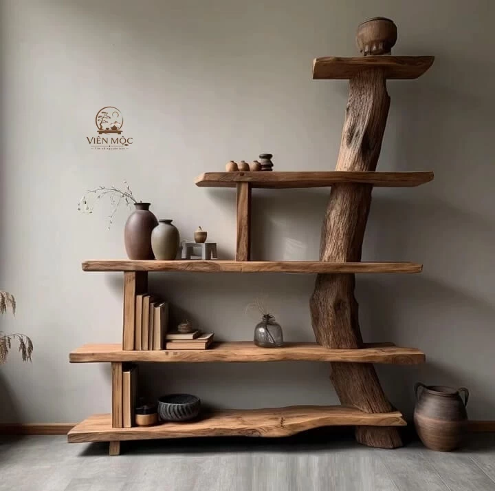 Kệ đa tầng gỗ lũa