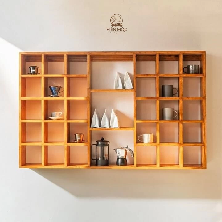  Kệ trưng bày ấm chén trà đạo gỗ lũa