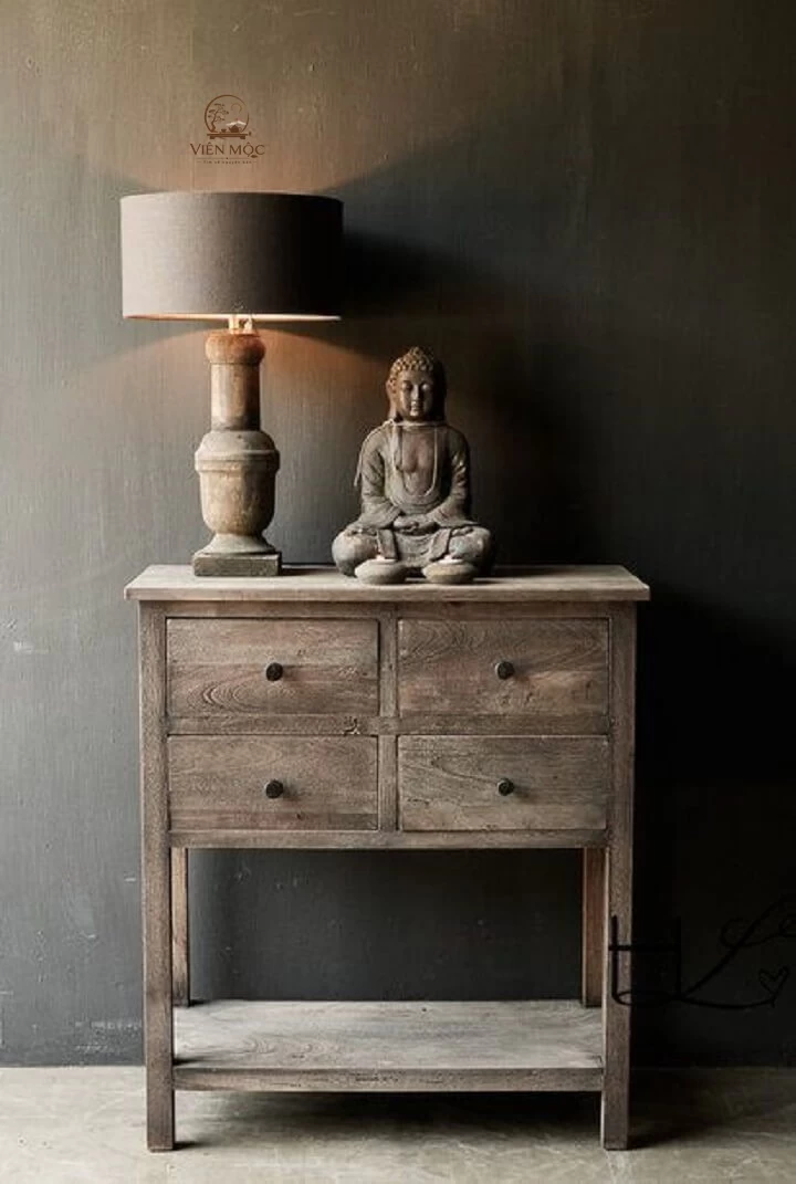 bàn tab đầu giường gỗ lũa