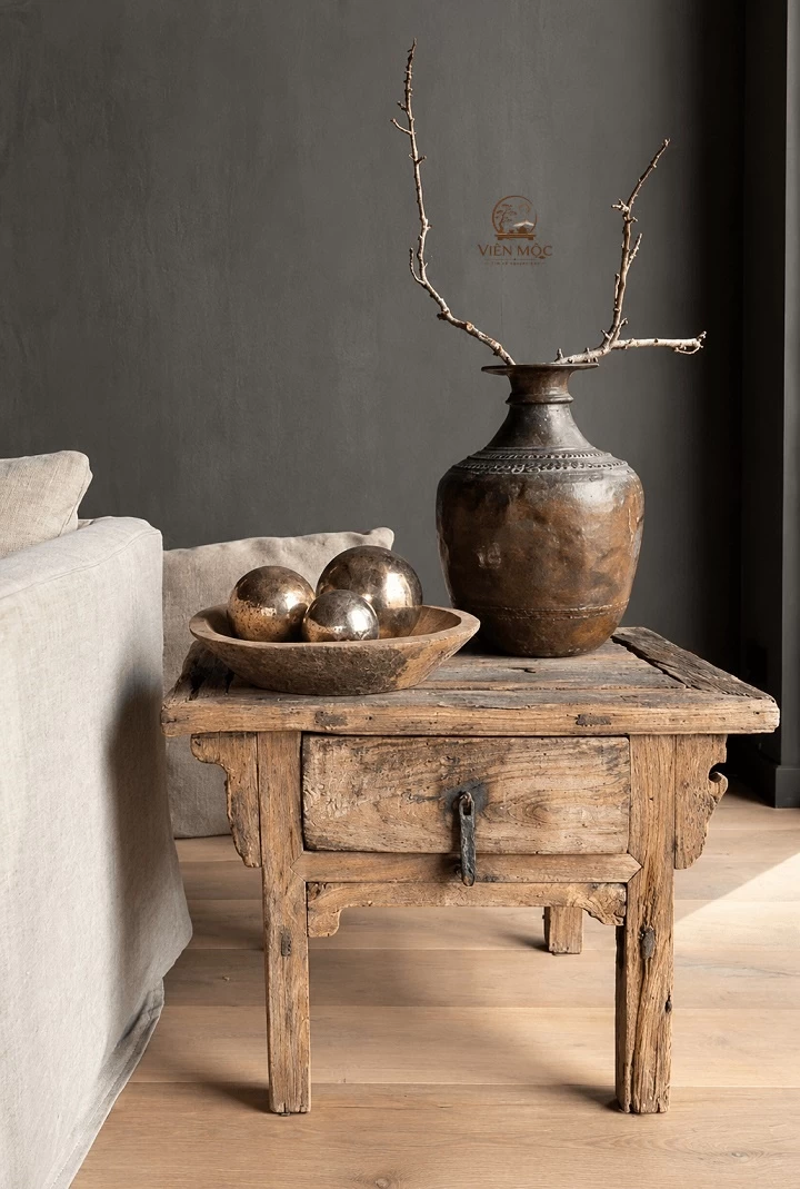 bàn tab đầu giường gỗ lũa