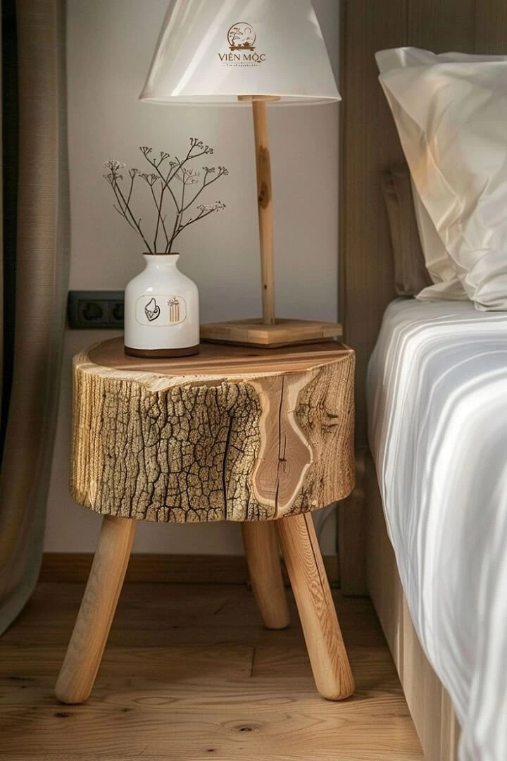 bàn tab đầu giường gỗ lũa