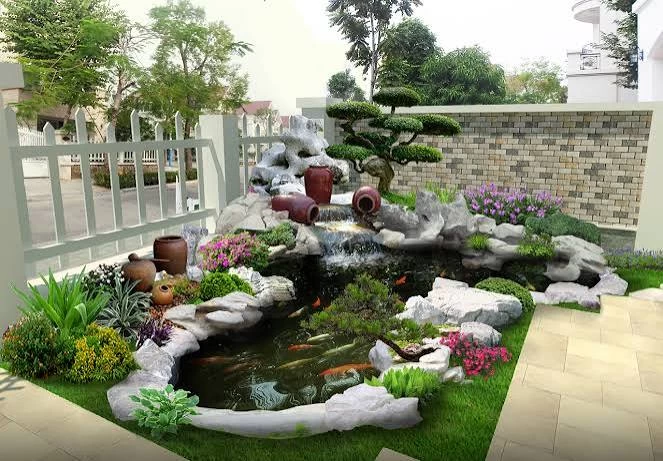 Thi công tiểu cảnh sân vườn biệt thự 