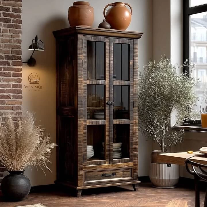 Tủ chén gỗ lũa