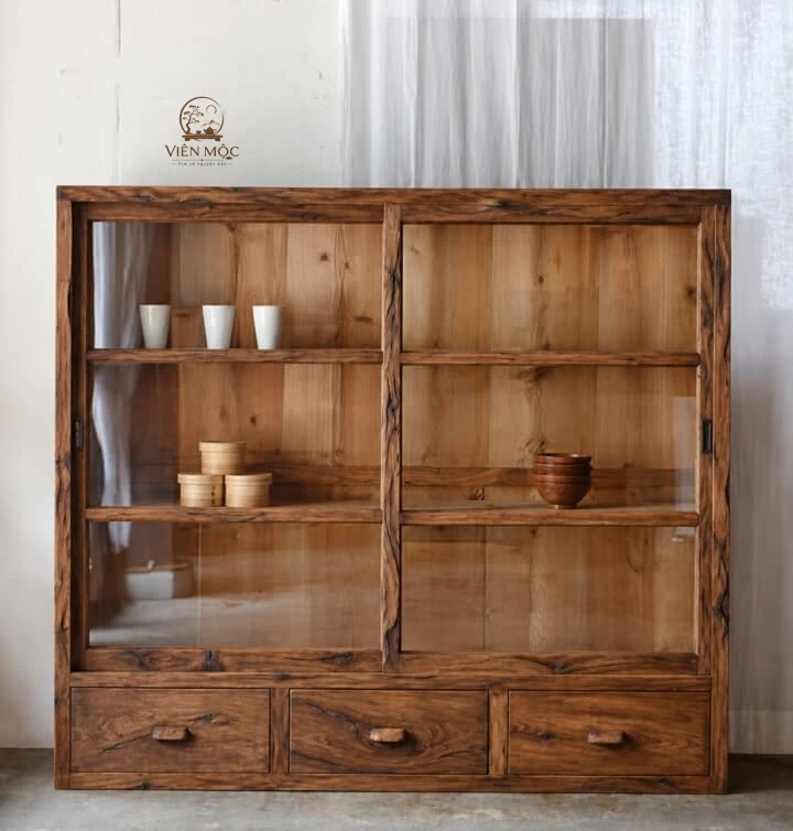 Tủ chén gỗ lũa