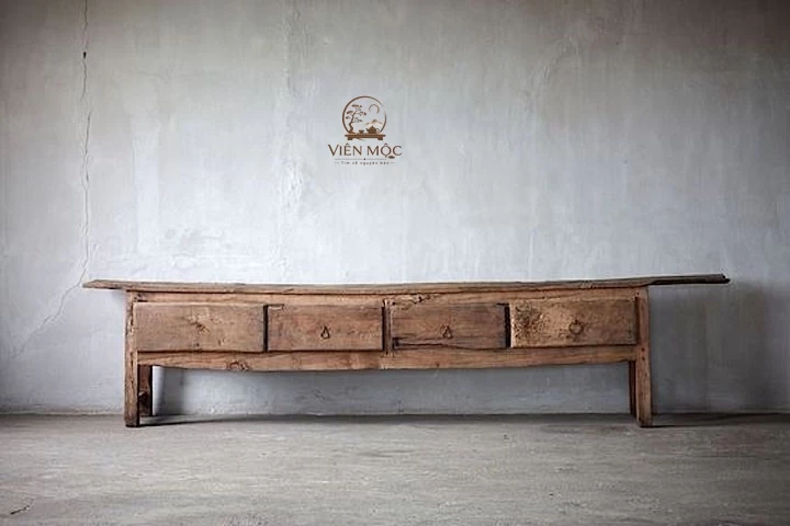 Tủ gỗ lũa phong cách wabi sabi 