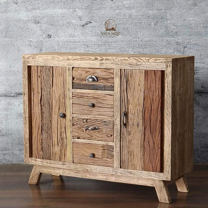 Tủ gỗ lũa phong cách wabi sabi 