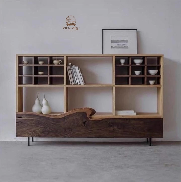 Tủ gỗ lũa phong cách wabi sabi 