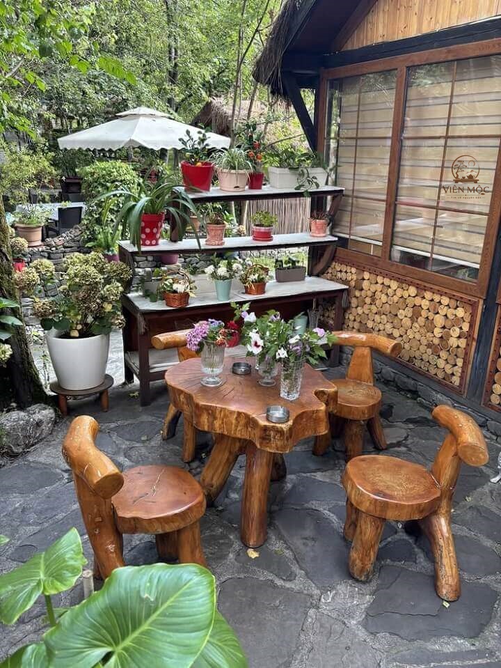 Chất liệu sử dụng cho bàn trà đạo sân vườn 